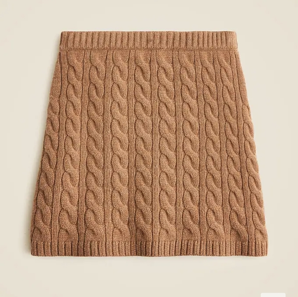 J.crew Collection cashmere cable-knit mini skirt Cable Knit Brown Skirt